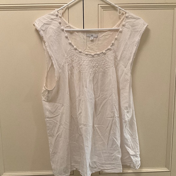 GAP White Cotton Top w/Smocking Size L - Picture 1 of 1